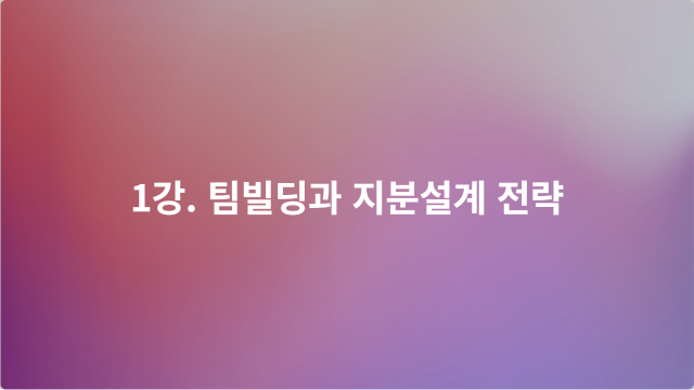 1강. 팀빌딩과 지분설계 전략 이미지